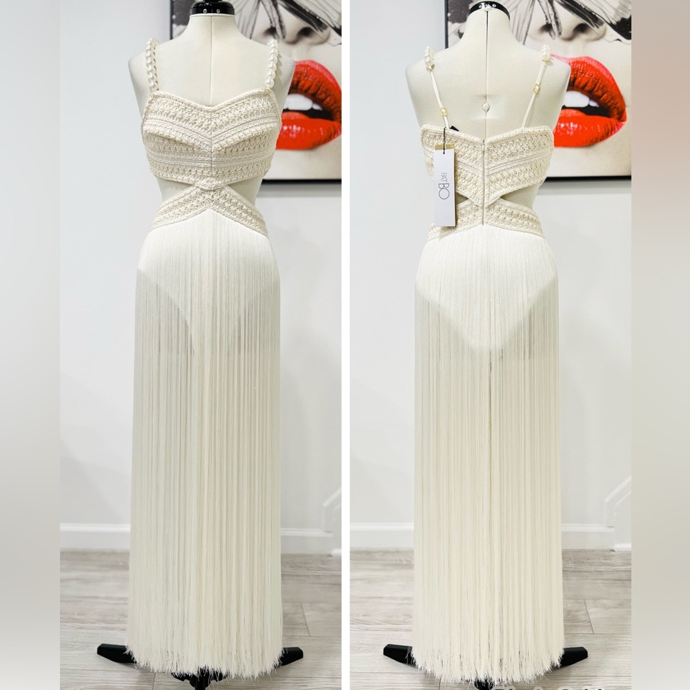 PatBO Fringe Beach Dress with Pearl Straps - Picture 5 of 13